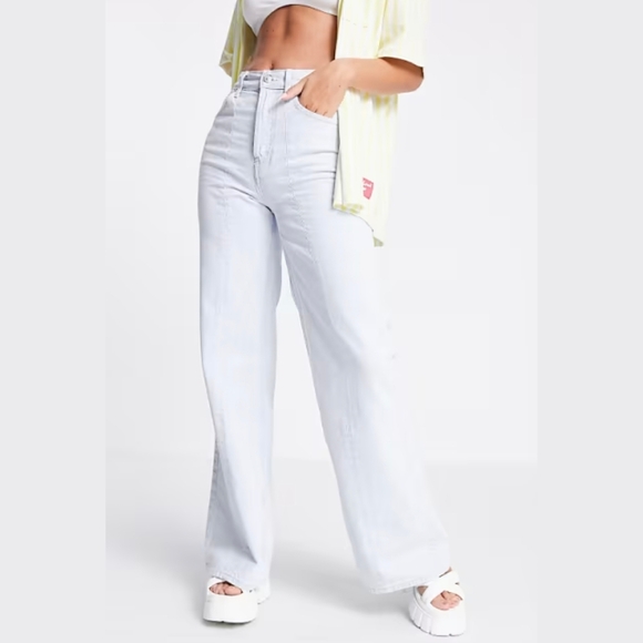Topshop Wide Leg Denim With Front Seams - Picture 1 of 10